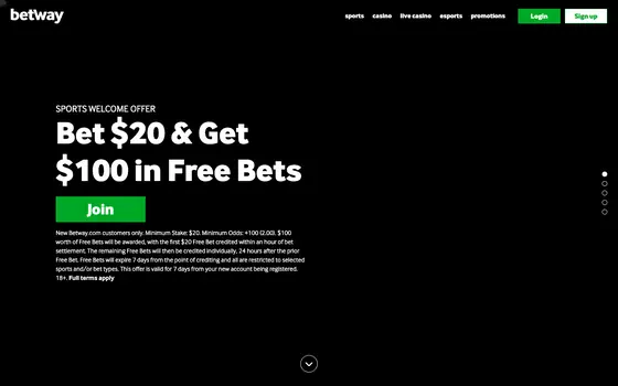 Betway casino lobby screenshot