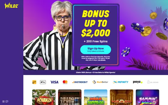 Wildz casino lobby screenshot
